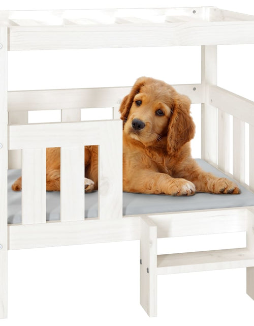 Загрузите изображение в средство просмотра галереи, Pat pentru câini, alb, 75,5x63,5x70 cm, lemn masiv de pin - Lando
