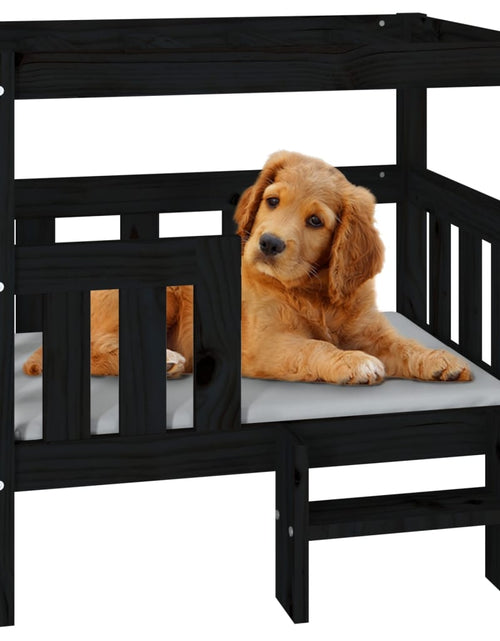 Încărcați imaginea în vizualizatorul Galerie, Pat pentru câini, negru, 75,5x63,5x70 cm, lemn masiv de pin - Lando
