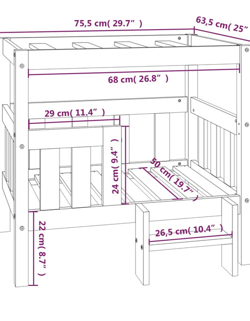 Încărcați imaginea în vizualizatorul Galerie, Pat pentru câini, negru, 75,5x63,5x70 cm, lemn masiv de pin - Lando
