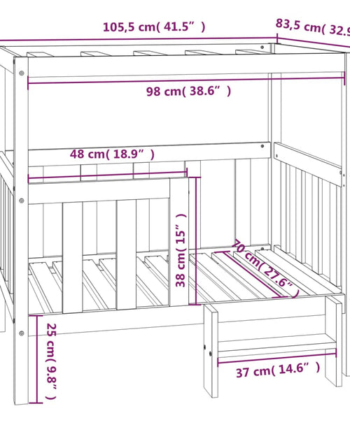 Încărcați imaginea în vizualizatorul Galerie, Pat pentru câini, 105,5x83,5x100 cm, lemn masiv de pin - Lando
