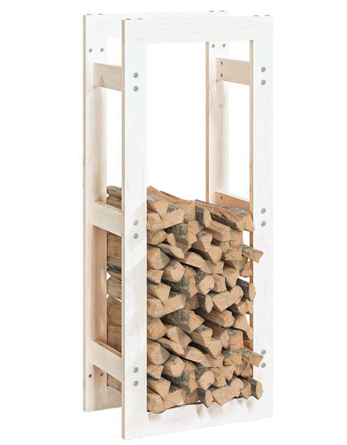 Загрузите изображение в средство просмотра галереи, Rastel pentru lemne de foc, alb, 41x25x100 cm, lemn masiv pin Lando - Lando
