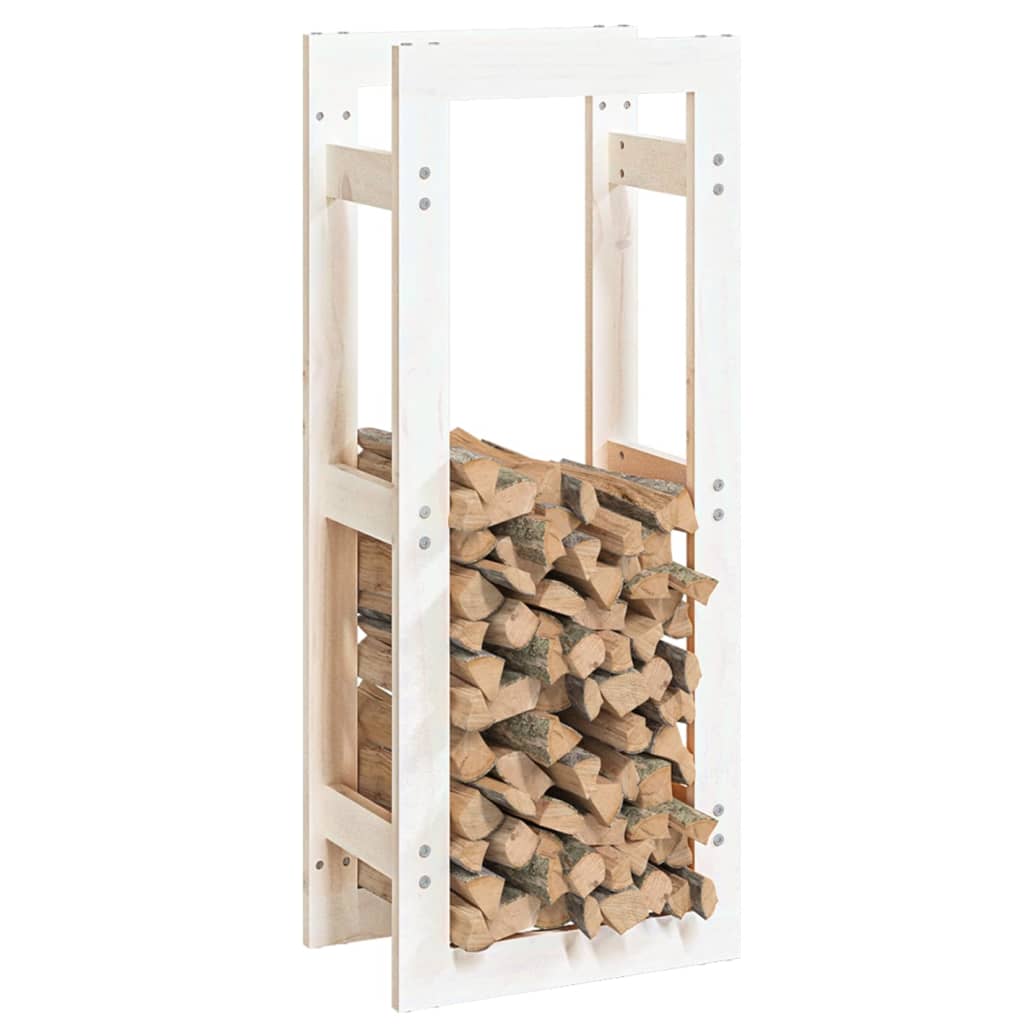 Rastel pentru lemne de foc, alb, 41x25x100 cm, lemn masiv pin Lando - Lando