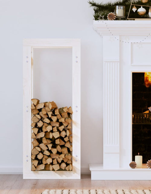 Загрузите изображение в средство просмотра галереи, Rastel pentru lemne de foc, alb, 41x25x100 cm, lemn masiv pin Lando - Lando
