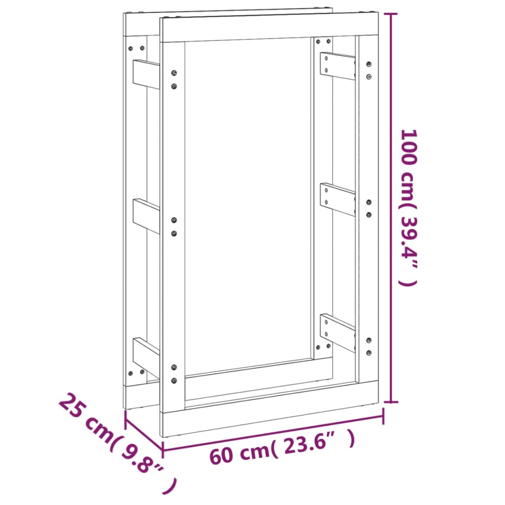 Rastel pentru lemne de foc, 60x25x100 cm, lemn masiv pin - Lando