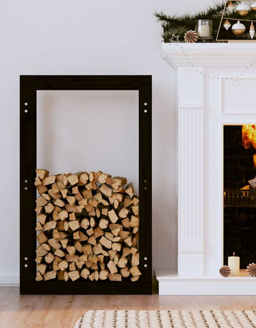 Încărcați imaginea în vizualizatorul Galerie, Rastel pentru lemne de foc, negru, 60x25x100 cm lemn masiv pin Lando - Lando
