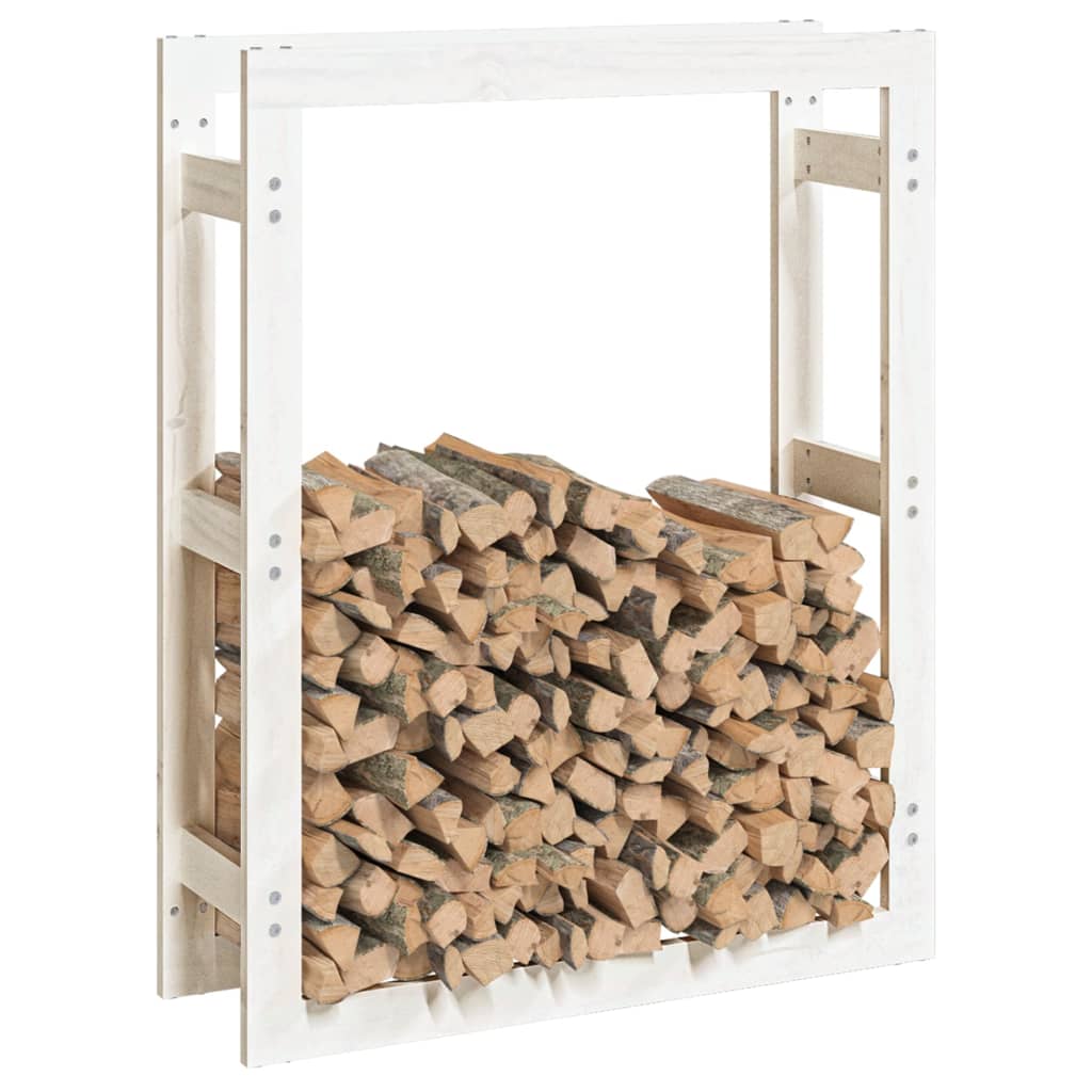Rastel pentru lemne de foc, alb, 80x25x100 cm, lemn masiv pin Lando - Lando