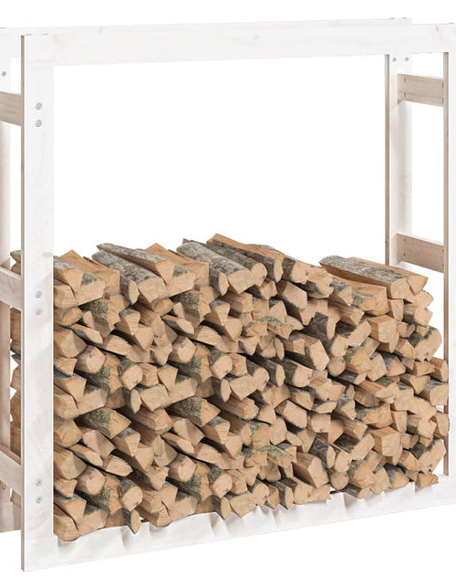 Încărcați imaginea în vizualizatorul Galerie, Rastel pentru lemne de foc, alb, 100x25x100 cm, lemn masiv pin Lando - Lando
