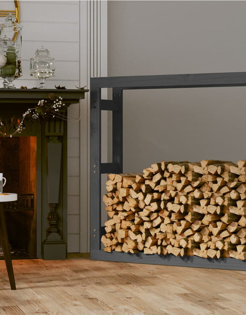 Încărcați imaginea în vizualizatorul Galerie, Rastel pentru lemne de foc, gri, 100x25x100 cm, lemn masiv pin Lando - Lando
