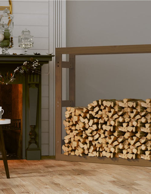 Încărcați imaginea în vizualizatorul Galerie, Rastel lemne de foc, maro miere, 100x25x100 cm, lemn masiv pin Lando - Lando
