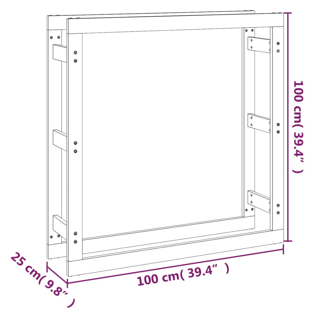 Rastel pentru lemne de foc, negru, 100x25x100 cm lemn masiv pin Lando - Lando