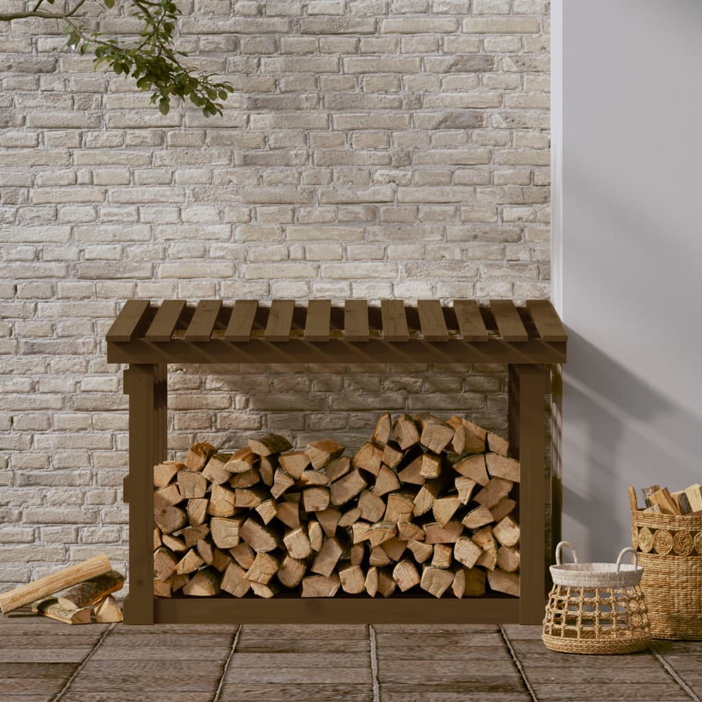 Rastel lemne de foc, maro miere, 108x64,5x77 cm, lemn masiv pin Lando - Lando