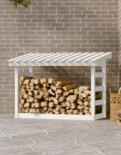 Încărcați imaginea în vizualizatorul Galerie, Rastel pentru lemne de foc, alb, 108x64,5x78 cm, lemn masiv pin - Lando
