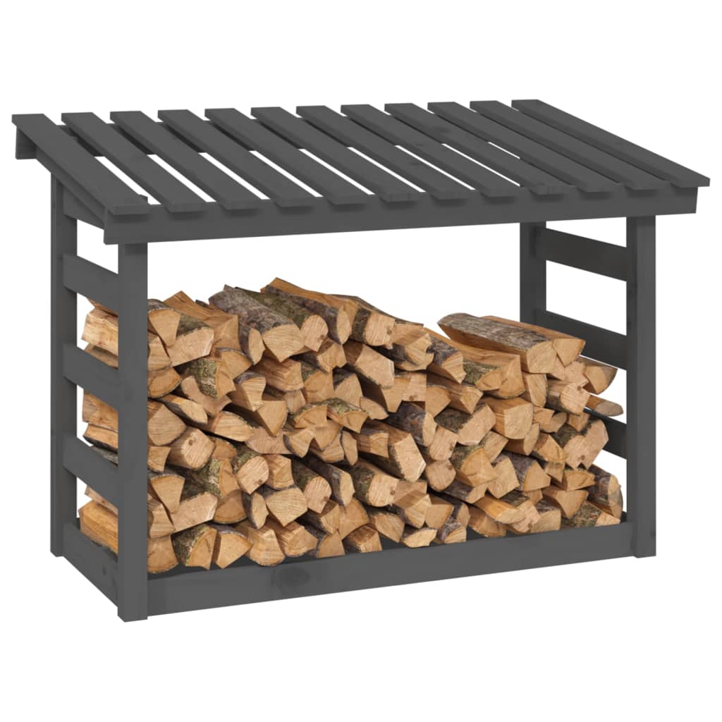 Rastel pentru lemne de foc, gri, 108x64,5x78 cm, lemn masiv pin Lando - Lando