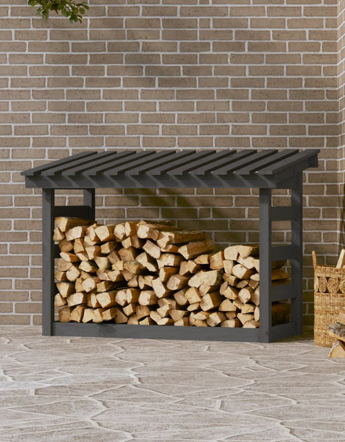 Încărcați imaginea în vizualizatorul Galerie, Rastel pentru lemne de foc, gri, 108x64,5x78 cm, lemn masiv pin Lando - Lando
