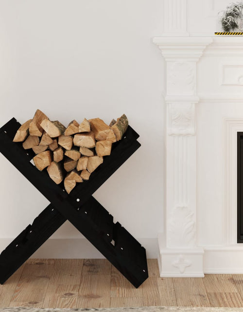 Încărcați imaginea în vizualizatorul Galerie, Suport pentru bușteni negru 47x39,5x48 cm lemn masiv de pin Lando - Lando
