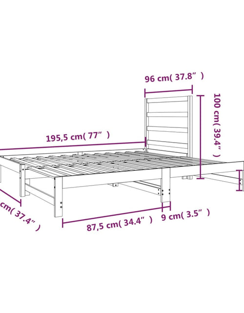 Загрузите изображение в средство просмотра галереи, Pat de zi extensibil, gri, 2x(90x190) cm, lemn masiv de pin - Lando
