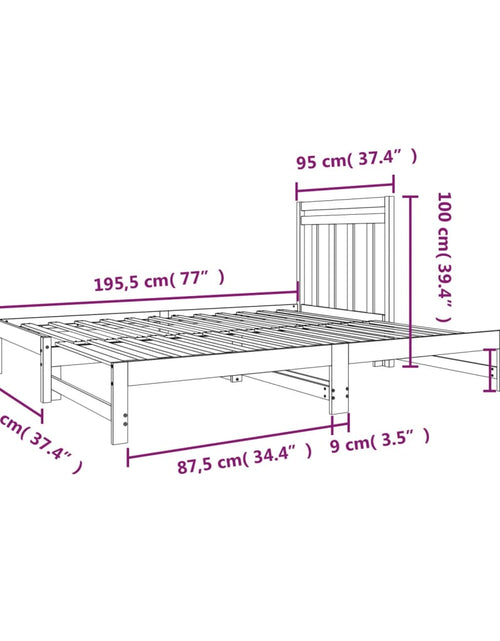 Загрузите изображение в средство просмотра галереи, Pat de zi extensibil, gri, 2x(90x190) cm, lemn masiv de pin - Lando
