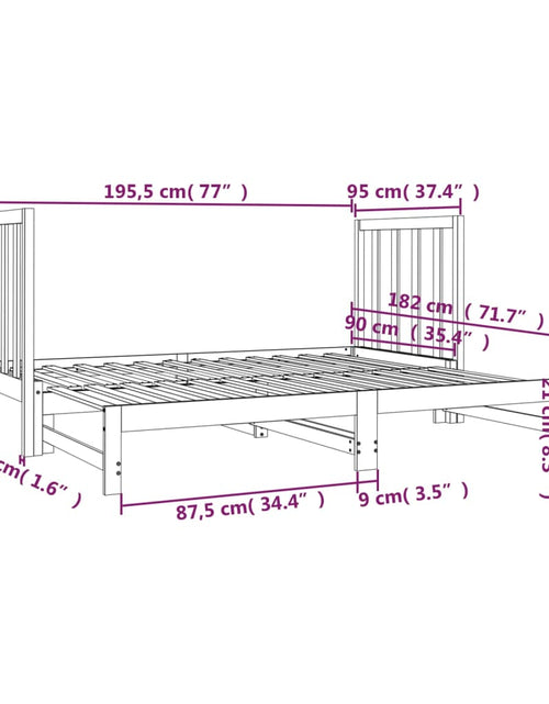 Загрузите изображение в средство просмотра галереи, Pat de zi extensibil, alb, 2x(90x190) cm, lemn masiv de pin - Lando
