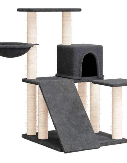 Încărcați imaginea în vizualizatorul Galerie, Ansamblu pisici cu stâlpi din funie sisal, gri închis, 82 cm - Lando
