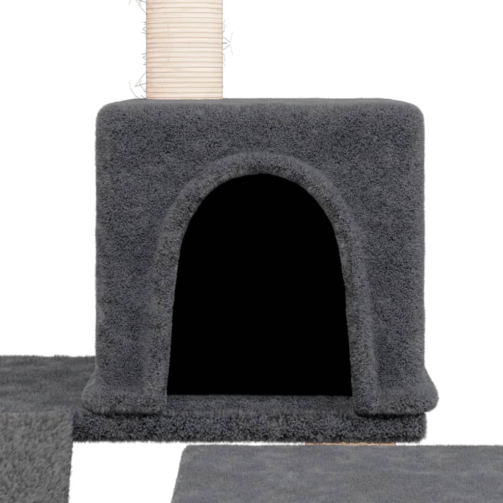 Ansamblu pisici cu stâlpi din funie sisal, gri închis, 82 cm - Lando