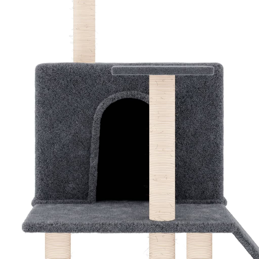 Ansamblu de pisici, stâlpi din funie sisal, gri închis, 109 cm - Lando