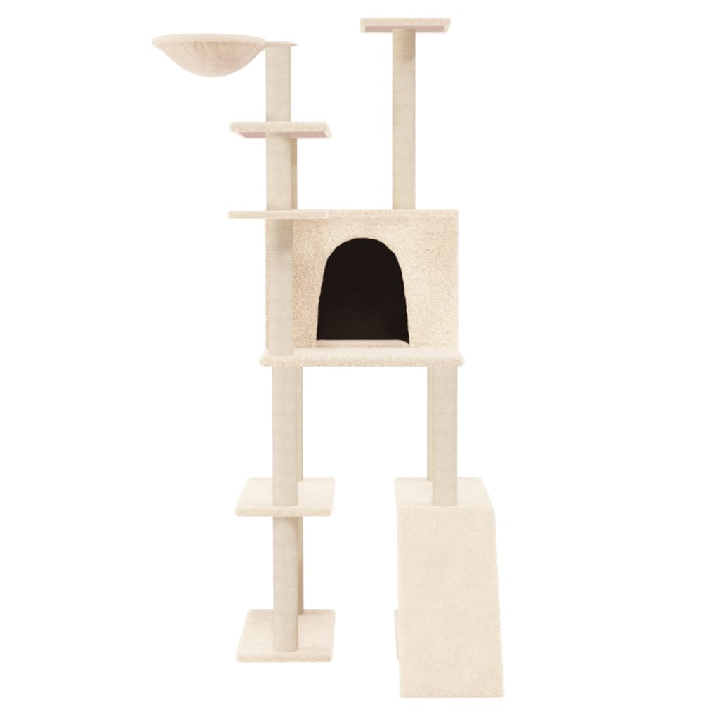 Ansamblu de pisici cu stâlpi din funie de sisal, crem, 166 cm - Lando