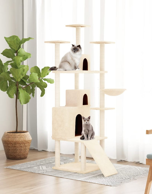 Încărcați imaginea în vizualizatorul Galerie, Ansamblu de pisici cu stâlpi din funie de sisal, crem, 175 cm Lando - Lando
