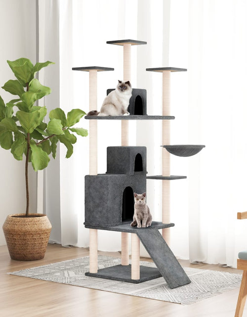 Încărcați imaginea în vizualizatorul Galerie, Ansamblu de pisici, stâlpi din funie sisal, gri închis, 175 cm Lando - Lando
