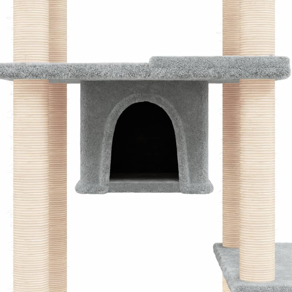 Ansamblu de pisici, stâlpi din funie sisal, gri deschis, 176 cm Lando - Lando