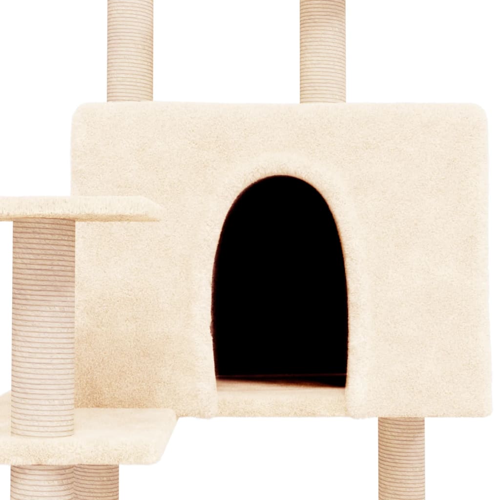 Ansamblu de pisici cu stâlpi din funie de sisal, crem, 153 cm Lando - Lando