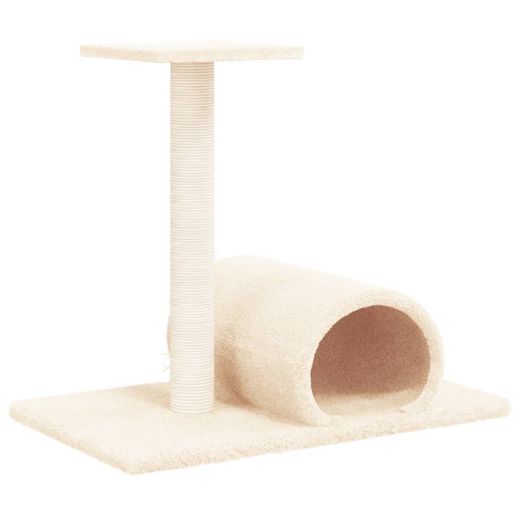Stâlp de zgâriere pentru pisici cu tunel, crem, 60x34,5x50 cm Lando - Lando