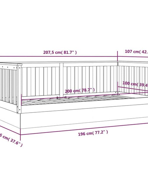 Încărcați imaginea în vizualizatorul Galerie, Pat de zi, gri, 100x200 cm, lemn masiv de pin - Lando
