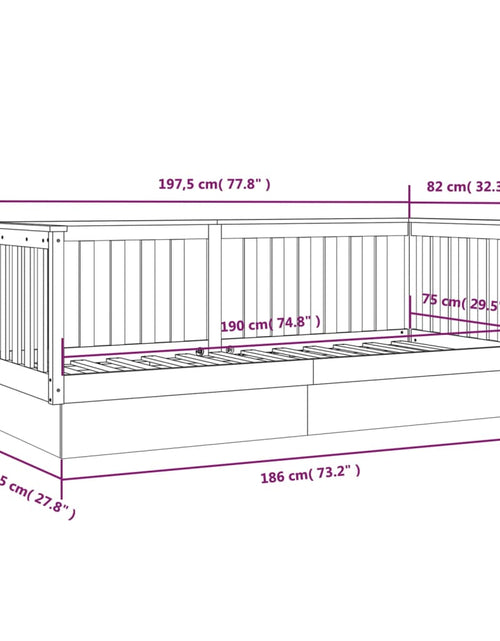 Încărcați imaginea în vizualizatorul Galerie, Pat de zi, gri, 75x190 cm, lemn masiv de pin - Lando
