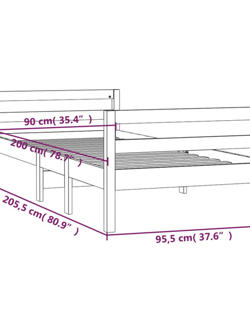 Загрузите изображение в средство просмотра галереи, Cadru de pat, alb, 90x200 cm, lemn masiv de pin - Lando
