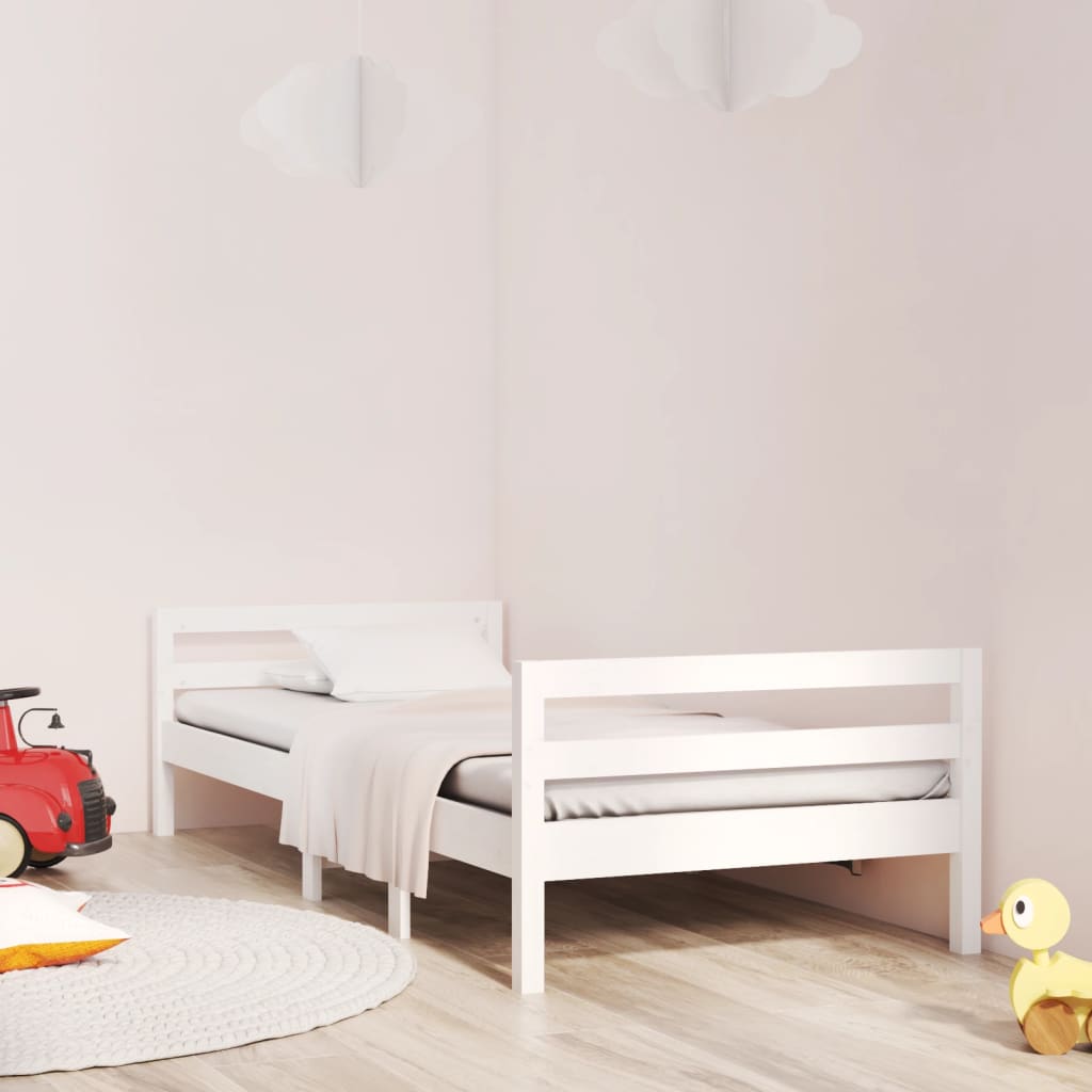 Cadru de pat, alb, 90x190 cm, lemn masiv de pin - Lando