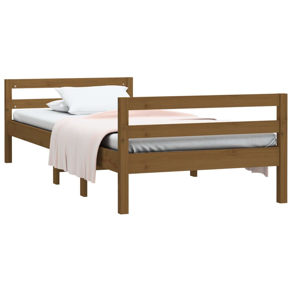 Cadru de pat, maro miere, 90x190 cm, lemn masiv de pin - Lando