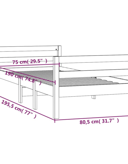 Încărcați imaginea în vizualizatorul Galerie, Cadru de pat, gri, 75x190 cm, lemn masiv de pin - Lando
