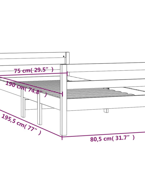 Загрузите изображение в средство просмотра галереи, Cadru de pat, gri, 75x190 cm, lemn masiv de pin - Lando
