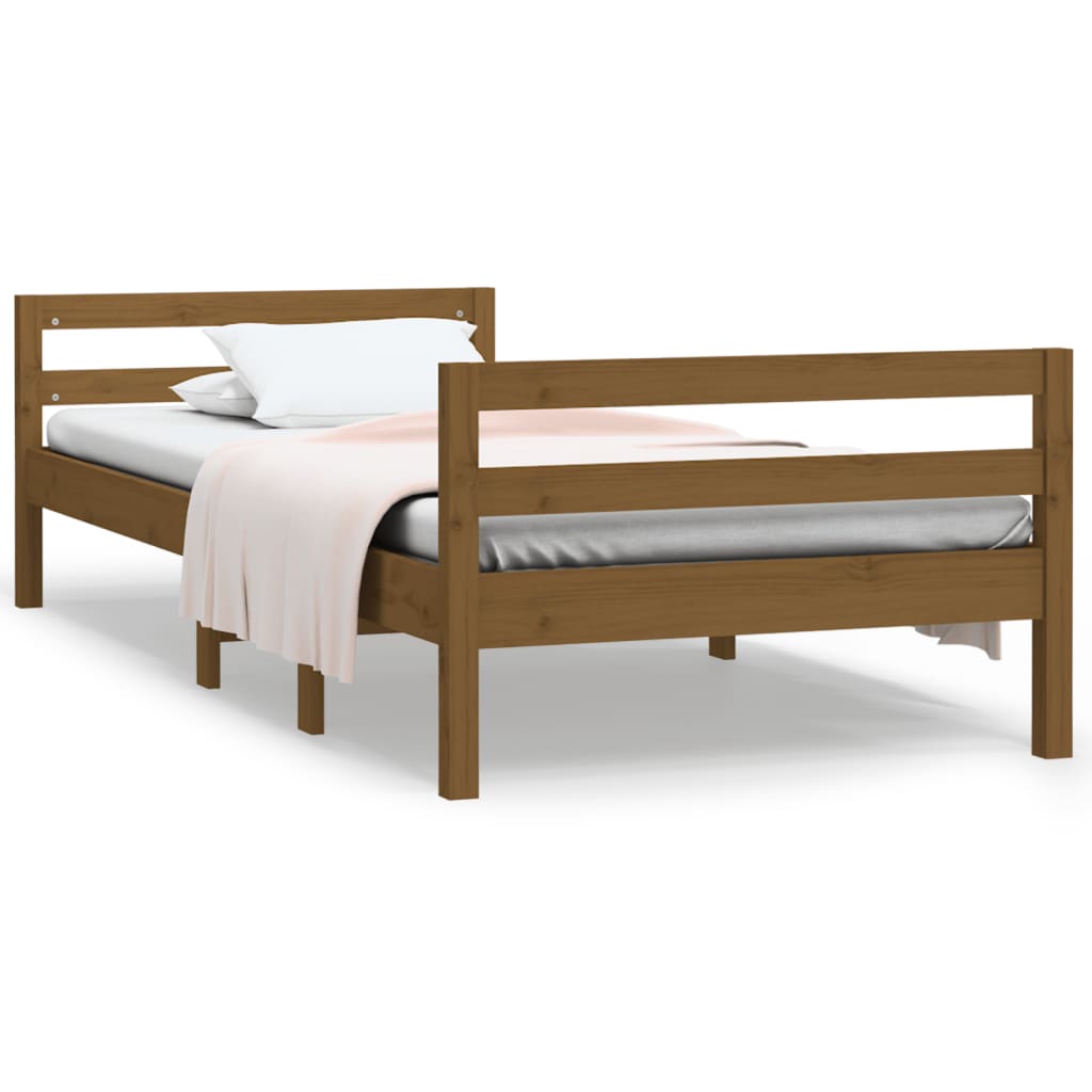 Cadru de pat, maro miere, 75x190 cm, lemn masiv de pin - Lando