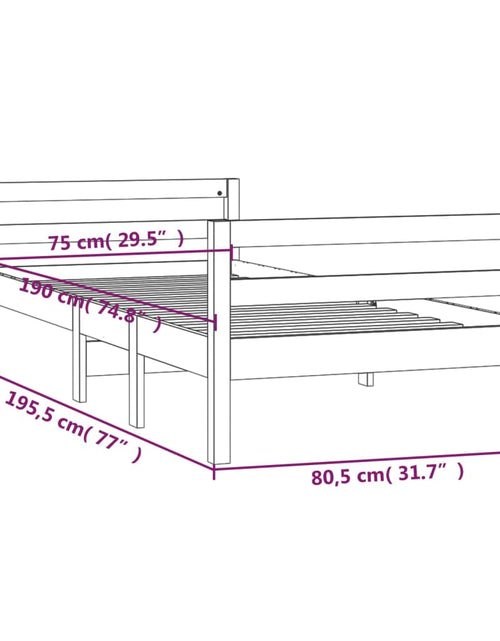 Încărcați imaginea în vizualizatorul Galerie, Cadru de pat, negru, 75x190 cm, lemn masiv de pin - Lando
