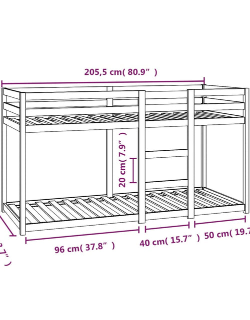 Încărcați imaginea în vizualizatorul Galerie, Pat supraetajat, 80x200 cm, lemn masiv de pin - Lando
