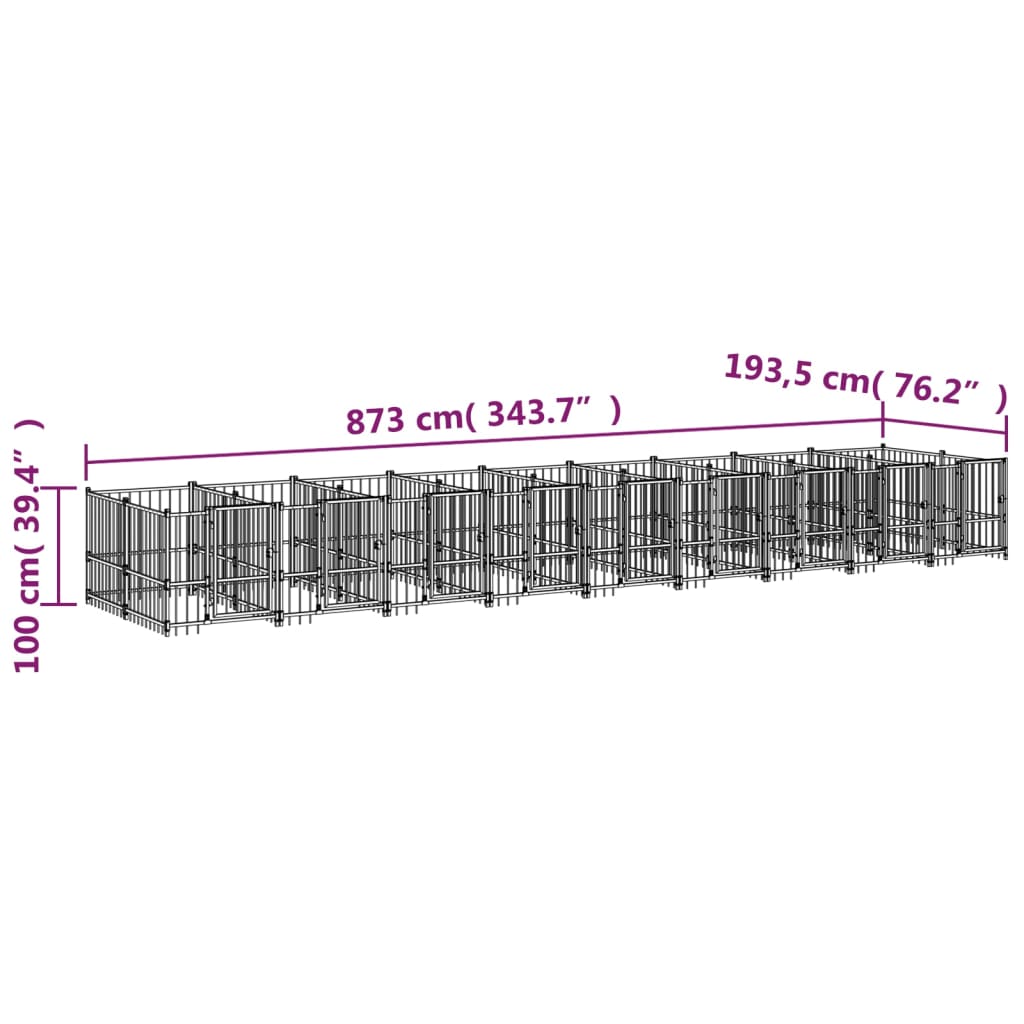 Padoc pentru câini de exterior, 16,89 m², oțel - Lando