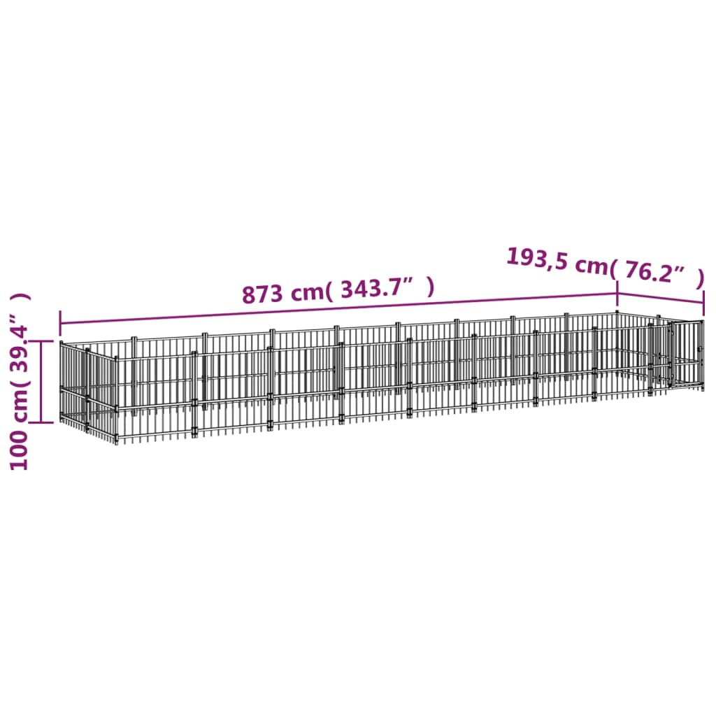 Padoc pentru câini de exterior, 16,89 m², oțel - Lando