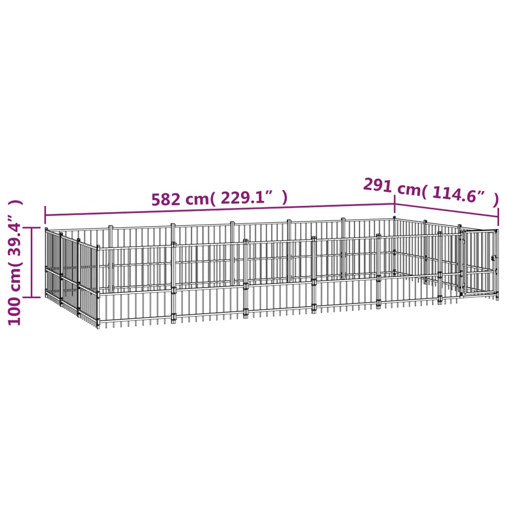 Padoc pentru câini de exterior, 16,94 m², oțel - Lando