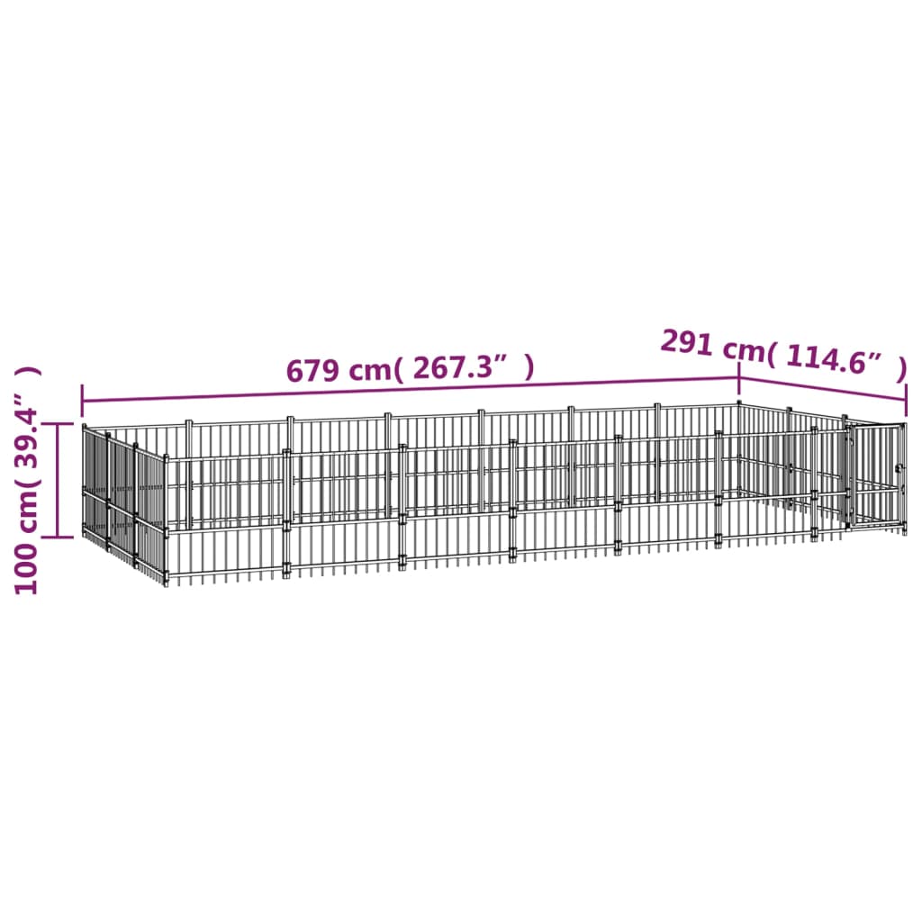 Padoc pentru câini de exterior, 19,76 m², oțel - Lando