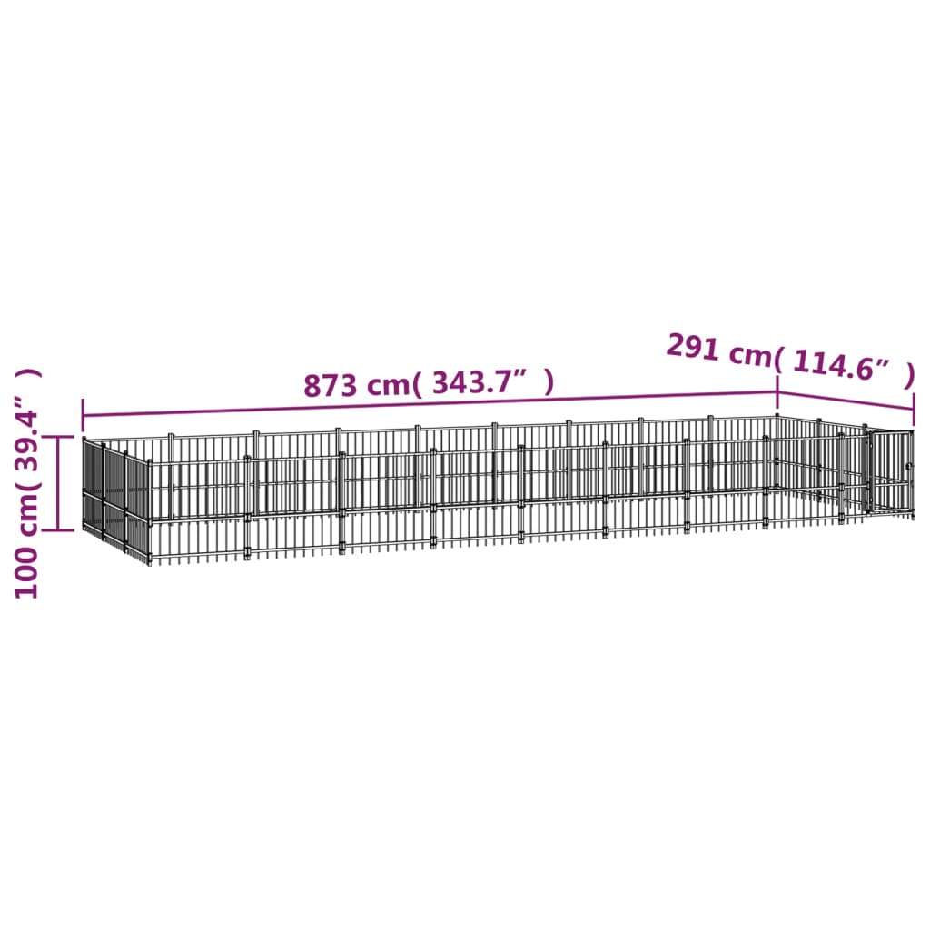 Padoc pentru câini de exterior, 25,4 m², oțel - Lando