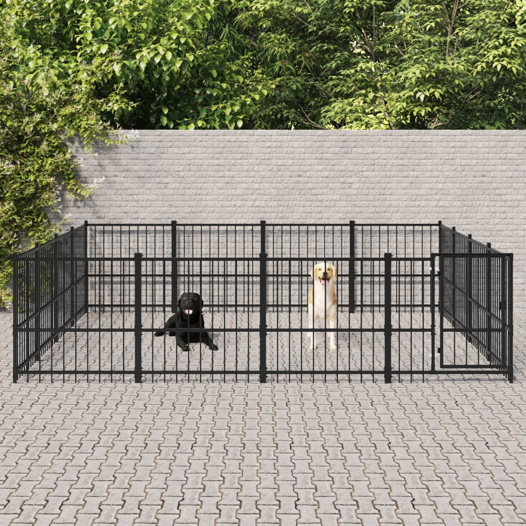 Padoc pentru câini de exterior, 15,05 m², oțel - Lando