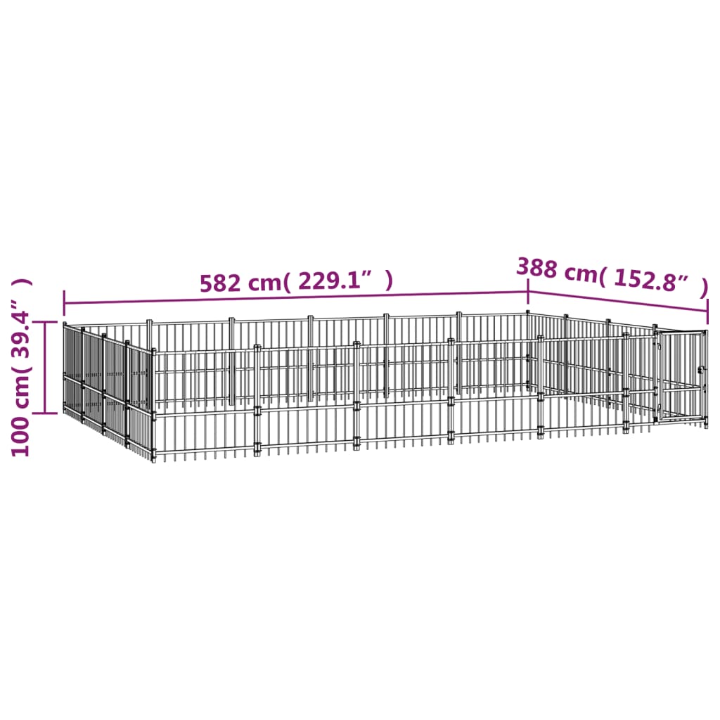 Padoc pentru câini de exterior, 22,58 m², oțel - Lando