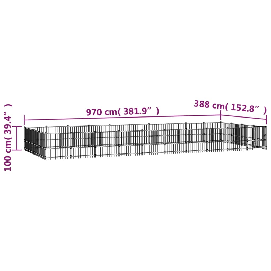 Padoc pentru câini de exterior, 37,64 m², oțel - Lando