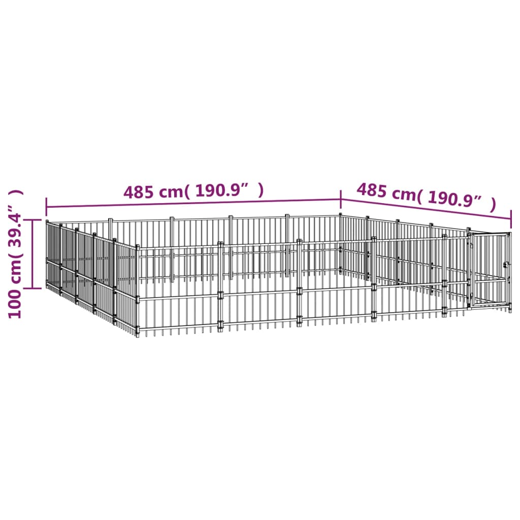 Padoc pentru câini de exterior, 23,52 m², oțel - Lando